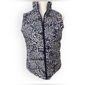 Land’s End Blue and White Floral Print Down Puffer Vest Size XS